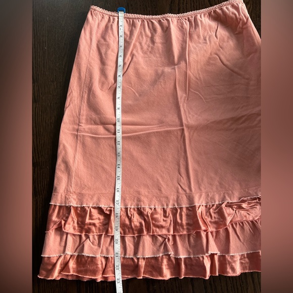 ANTHROPOLOGIE elastic-waist skirt with ruffles, coral, size S - Picture 7 of 7